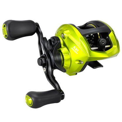 Sougayilang Baitcasting Fishing Reel, 8:1 High Speed Gear Ratio Super Smooth and Powerful Low Profile Baitcaster Reel with Maganic Brake System for Freshwater,Saltwater - color: Green-Right Hand