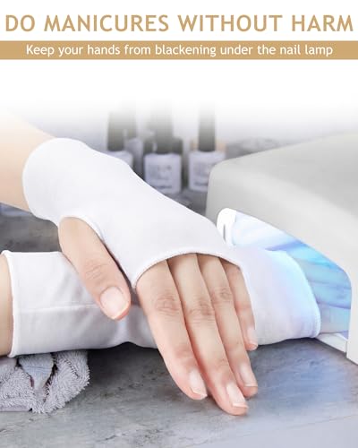 Bememo 4 Pack Sun Protection UV Gloves Driving Sun Gloves Cooling Fingerless Wrist Length Glove for Women Gel Manicure - color: Classic Color