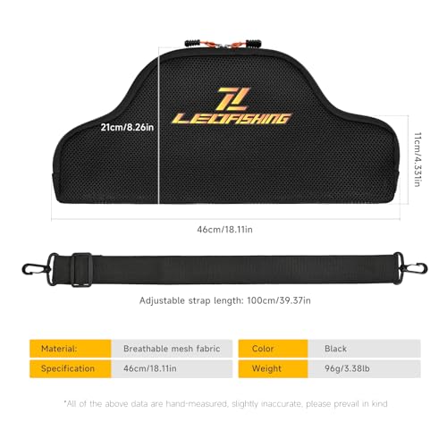LEOFISHING Fishing Rod and Reel Combos Bag Portable Foldable Fishing Pole Case 45cm/17.7" for Short Telespoic Fishing Pole Store Up to 1-2 Fishing Rod with Reel Breathable Mesh Material
