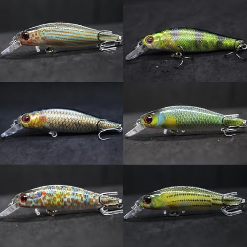 Minnow Crankbait for Bass Fishing Bass Lure Jerkbait Fishing Lures and Tackle Box - color: HM606KB