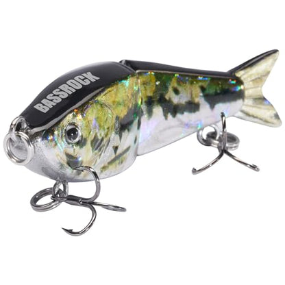 BASSROCK Top Water Tiny Swimbait Bass Fishing Lure Single Jointed Hard Bait 2.05” 5/32oz - color: One Piece - Blue Gold