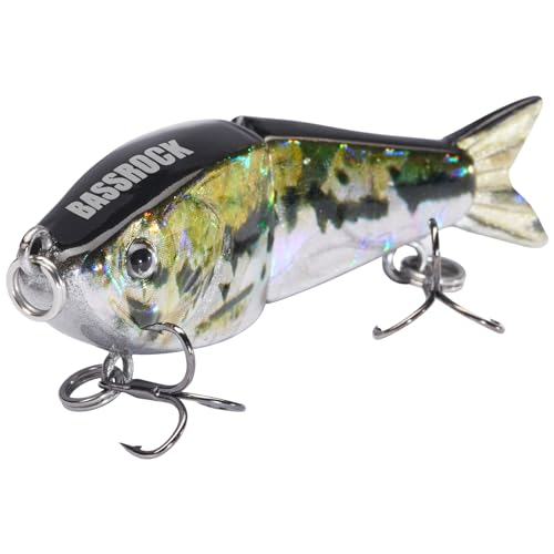 BASSROCK Top Water Tiny Swimbait Bass Fishing Lure Single Jointed Hard Bait 2.05” 5/32oz - color: One Piece - Rainbow Trout