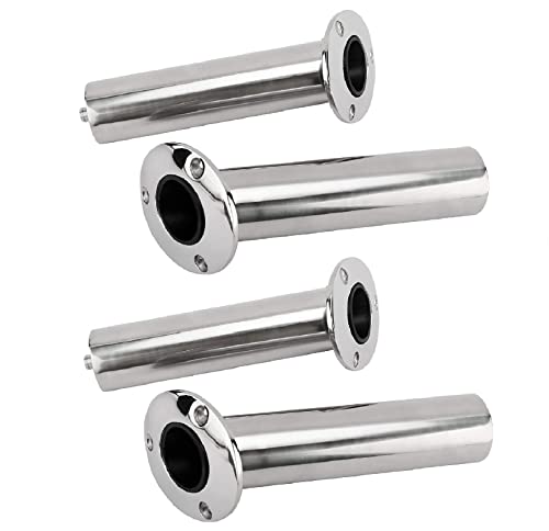YaeMarine 4-Pack Heavy Duty Stainless Steel 316 Deluxe Rod Holders with Drain, Flush Mount Fishing Rod Pole Holders, 30 Degree /15 Degree/90 Degree - style: 30 Degree