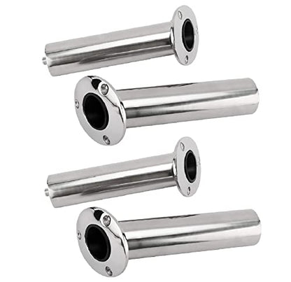 YaeMarine 4-Pack Heavy Duty Stainless Steel 316 Deluxe Rod Holders with Drain, Flush Mount Fishing Rod Pole Holders, 30 Degree /15 Degree/90 Degree - style: 30 Degree