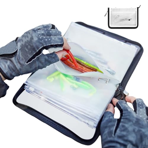 Bait Bags for Fishing - Clear PVC Ring Binder Storage, Ten Page Lure Organizer | Waterproof Sleeve Wallet, Boat, Shore, Lake, River, Pond, Saltwater, Freshwater Tackle Carry System, Outdoor Sport