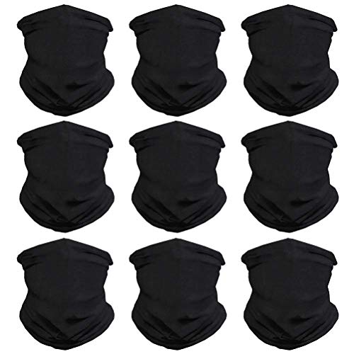 VCZUIUC Neck Gaiter Face Cover Mask Balaclava for Men and Women - color: 9pcs Black, size: One Size