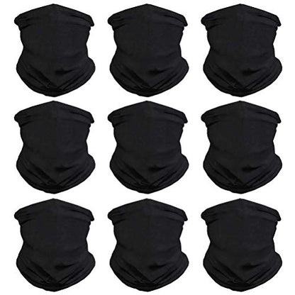 VCZUIUC Neck Gaiter Face Cover Mask Balaclava for Men and Women - color: 9pcs Black, size: One Size