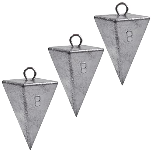 Pyramid Sinkers Fishing Weights Sinkers Saltwater Surf Fishing Weights Pyramid Weights Ocean Saltwater Fishing Gear Tackle 1oz 2oz 3oz 4oz 5oz 6oz 8oz - style: 8 Ounce, 3 Pack