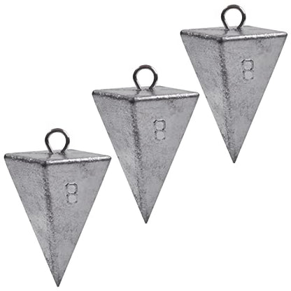 Pyramid Sinkers Fishing Weights Sinkers Saltwater Surf Fishing Weights Pyramid Weights Ocean Saltwater Fishing Gear Tackle 1oz 2oz 3oz 4oz 5oz 6oz 8oz - style: 8 Ounce, 3 Pack