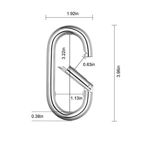 4 Inch Carabiner Clip Heavy Duty Spring Snap Hook Oval Shape 2pcs 10x100mm