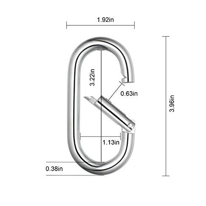 4 Inch Carabiner Clip Heavy Duty Spring Snap Hook Oval Shape 2pcs 10x100mm