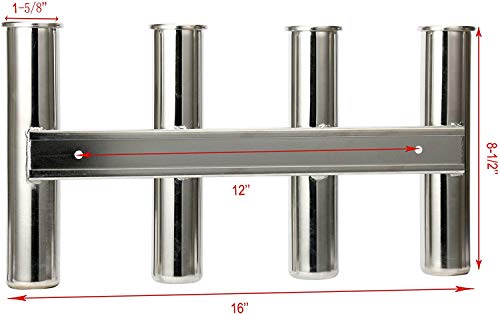 Amarine Made 4 Tube Fishing Rod Rack Mirror Finish Stainless Steel 316 Wall / Side Mounted Rod Holder for Boat Yacht