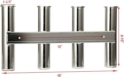 Amarine Made 4 Tube Fishing Rod Rack Mirror Finish Stainless Steel 316 Wall / Side Mounted Rod Holder for Boat Yacht