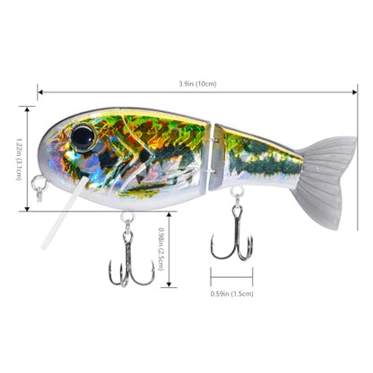 BASSROCK Topwater Fishing Lures for Bass Pike Salmon Floating Swimbait Jointed Crankbait Freshwater Saltwater 4.9in/1.76oz RK1001 - color: Baby Bass, size: 3.9in/1.04oz