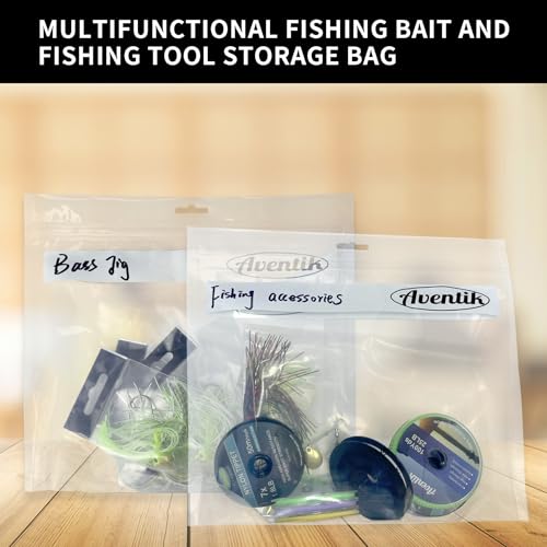 Aventik Fishing Bait Storage Bags - (10/20PACK) Durable Clear Organizer for Soft Plastic Baits, Lures, Tackle & Fishing Gear - Waterproof and Reusable Size11.18” X 9.45”(10pcs) - size: 11.18 X 9.45inch-10PACK