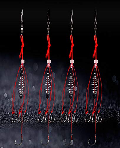 Dyxssm Trap Fishing Hooks Carp Fishing Baits Hook Lure with Fishing Spring Carp Feeder (Pack of 4) - size: 12#