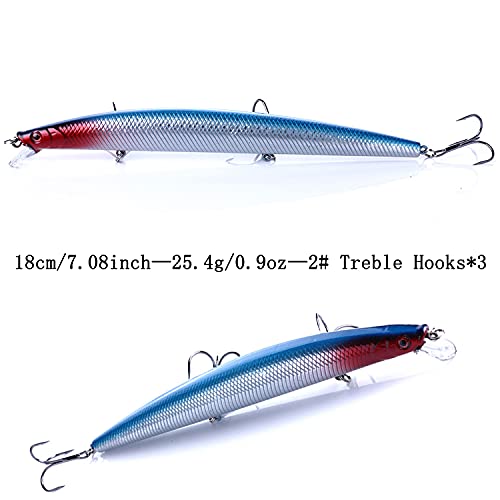 Jerk Baits for Bass Fishing, Jerkbait Fishing Lures, Minnow Lures Jerk Bait for Freshwater/Saltwater Fishing Lures for Trout Pike, 5pcs/10pcs with Box - color: K:7.08in/0.9oz/5pcs