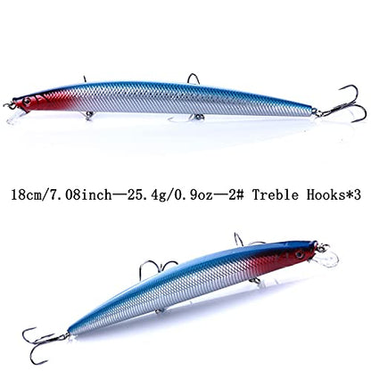 Jerk Baits for Bass Fishing, Jerkbait Fishing Lures, Minnow Lures Jerk Bait for Freshwater/Saltwater Fishing Lures for Trout Pike, 5pcs/10pcs with Box - color: K:7.08in/0.9oz/5pcs