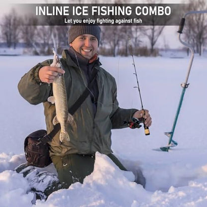 QualyQualy Ice Fishing Rod and Reel Combo 24 inch M/ML Inline Ice Fishing Combos 2 Different Tips for Walleye Perch Panfish and Trout - color: 24'' M/ML-Left