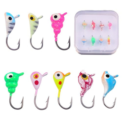 Ice Fishing Jigs Kit Essential Ice Fishing Lures for Beginners to Hook Big Fish and Reel in The Fun! - color: B8Pcs