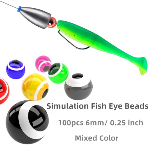 161Pcs/Box Worm Fishing Sinker Weights Kit with Soft Plastic Core（20g,14g,10g,7g,5g,3.5g Mixed, 61Pcs Bullet Lead Fishing Weights, 100 Pcs Eye Beads Bait, Don't Hurt Line Texas Rig