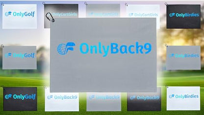 OnlyGolf Funny Microfiber Golf Towel – Large 14" x 20" Clip for Golf Bags Clubs Balls Perfect Golf Gag Gift Enthusiasts Waffle Men Premium Carabiner (Gray OnlyBack9) - color: Gray Onlyback9