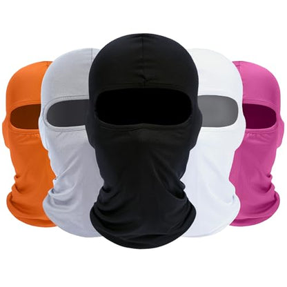 ROXUN Balaclava Ski Mask, 5 Pack Neck Gaiter Motorcycle Summer Cooling | UV Protection Shiesty, Windproof Scarf for Men/Women, Face Mask, Versatile Use - color: Black+white+light Gray+pink+orange