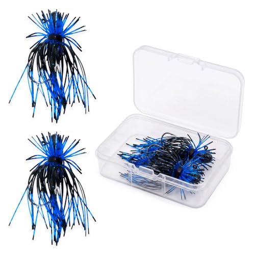 Spider Jigs, Multi Variants - Finesse Style Fishing Lures with Ultra Point 2/0 Hook & Buzz Cut Silicone Skirt