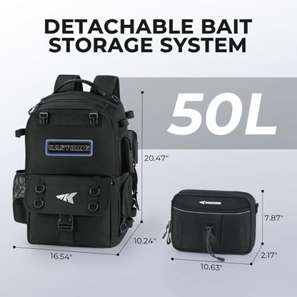 KastKing BaitSpace Fishing Tackle Backpack with Removable Bait Binder,2 Rod Holders Storage Fishing Gear and Equipment - color: E: Black, size: Without tackle box