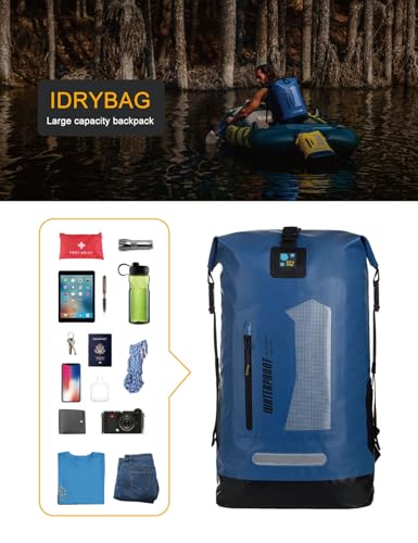 IDRYBAG Waterproof Backpack for Men 20L/30L/40L, Floating Dry Bag Kayak, Dry Backpack Hiking - color: Blue, size: 30L