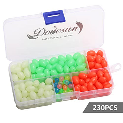 Dovesun Soft Rubber Fishing Beads Fishing Bait Eggs Accessories 7 Colors with Tackle-Box 0.23in(600pcs), 0.31in(250pcs), 0.39in(120pcs) - color: Oval-8*12mm-230pcs
