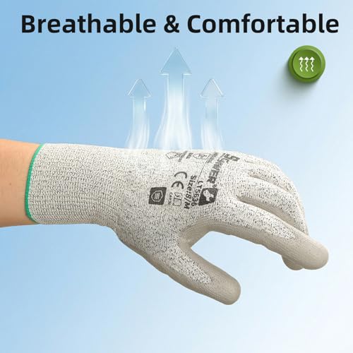 Schwer Safety Work Gloves with Certified Level 6 Abrasion Resistance, ANSI A2 Cut Resistant Fishing & Gardening Gloves with Grip, General Working Gloves for Construction, Mechanic, LT5636, L - size: Large, style: 1 Pair
