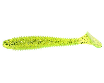 Strike King Rage Swimmer Saltwater Soft Bait Fishing Lure, 3.75", Wide-Bodied Paddle Tail - color: Chatreuse Silver