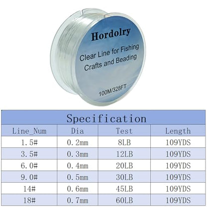 Clear Fishing Line, 328FT Invisible Fishing Wire, Lower Memory Extruded Nylon Monofilament Line with UV Protection for Freshwater & Saltwater, Hanging Decorations, Beading