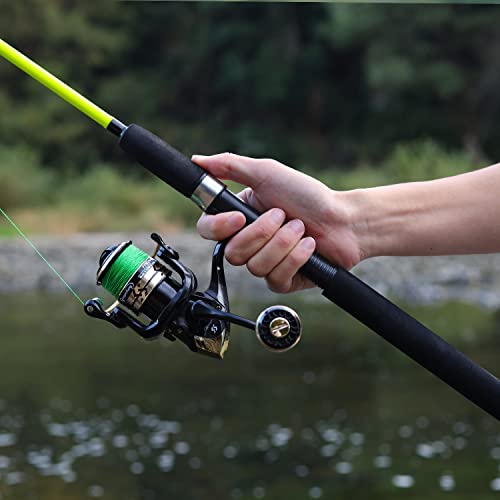 Sougayilang Catfish Fishing Rod and Reel Combo, 2-Piece Spinning Combo, Durable Graphite & Glass Blanks Fishing Pole for Crappie - color: Yellow-Fast-MH, size: 5.9ft and 2000 reel