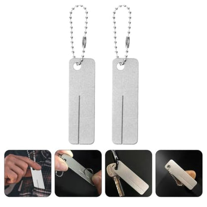 2pcs Portable Fishing Hook File Tool with Corundum Material and Chain, High Efficiency Sharpening Tool for Fishing Trips and Outdoor Activities, Precise Edge Hook Sharpener