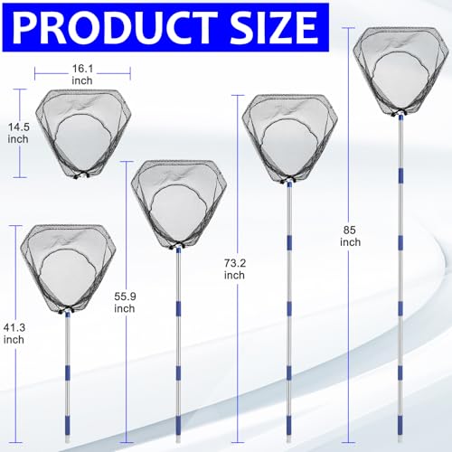 Fishing Net with Handle, with 85" Adjustable Extra Long Handle Fishing Net- Landing Net for Steelhead, Salmon, Bass & More Ideal for Kayak/Fly/Catfish Trout Fishing, Fishing Gear Gifts for Men