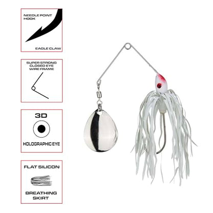 Redman Spinner Bait by Jimmy Houston, 3/8 Ounce Colorado Spinnerbait - color: White