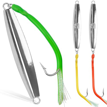 Diamond Jigs Saltwater Fishing Lures, Bottom Bouncing Sinking Casting Jigging Spoon Baits, Deep Sea Vertical Ocean Lures Surf Fishing Jigs for Bluefish Striper Tuna Salmon - style: 10oz-3pcs