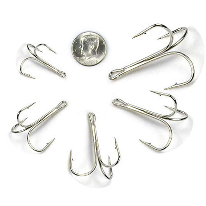 Fishing Treble Hooks, Freshwater Saltwater Triple Fishing Hooks for Snagging Trout Walleye Catfish Lures Baits Replacment, Extra Strong Sharp, Silver, 20/50pcs - size: 4/0-20pcs