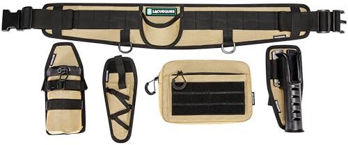 Wading Fishing Belt with Rod Holder and Tackle Pouch, Tan | Hands Free for Lure, Lumbar Support, Waists 32 to 61 Inches, Modular Detachable, Pliers Holster, Water Bottle Holder - color: Tan