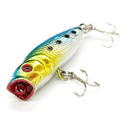 Seasky Fishing Plug Lures Micro Popper Topwater Trout Attack in Freshwater - color: Silver blue