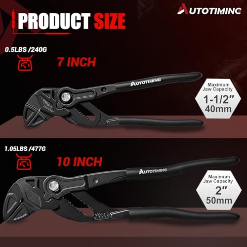 7 & 10-Inch Adjustable Plier Wrench Premium CR-V Parallel Pliers Parallel Jaw Pliers with Comfortable Grips Groove Lock Mechanism Black Finish - color: Black-7&10