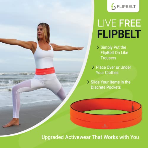 FlipBelt Classic Running Belt, Phone Holder for Running, Money Belt Pouch - color: Neon Punch, size: Small