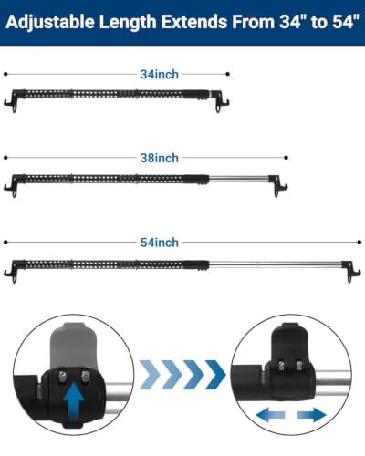 Car Clothes Hanger Bar, Clothes Rack for Car Telescopic Adjustable 34-54inch Heavy Duty Car Clothes Rack High Load Suitable For Cars Trucks SUVs RVs Toad Trippers RVs. (34-54inch) - size: 34-54inch