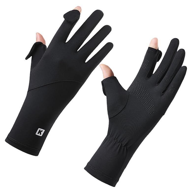 FGSS Summer Sunblock Gloves UV Protection Non-Slip Touchscreen Driving Gloves for Women Cyling Riding Outdoor - color: K Black