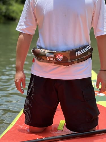 Automatic Inflatable Belt Pack Water Sports Jacket Waist Belt PFD for SUP Paddleboarding Fishing Boating Kayaking（fit 80-330 lbs） (Green camouflage) - color: Green camouflage