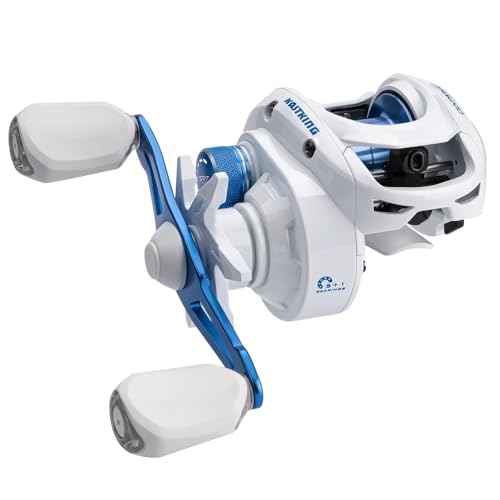 KastKing Centron Lite Baitcasting Fishing Reel – Lightweight, Glass Fiber Infused Nylon Frame – 7.6 OZ – 5 + 1 Anti-Reverse Ball Bearings, 7.1:1 High-Speed Gear Ratio Fishing Reel with Compact Design - color: A:White-Right-7.1:1