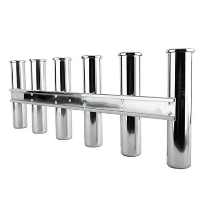 YaeMarine Fishing Rod Holder 316 Stainless Steel Fishing Rod Rack 3Tube/4Tube/5Tube/6Tube Mirror Finish for Marine Boat Yacht Camper - style: 6 Tube