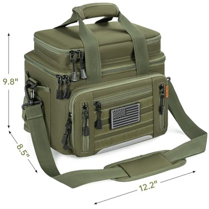 Fishing Tackle Bag - Holds 3400-3600 Size Tackle Boxes -Saltwater & Freshwater Fishing Bags - Padded Shoulder Strap Fishing Bags(Green) (Bag Only) - color: Green, style: Bag Only